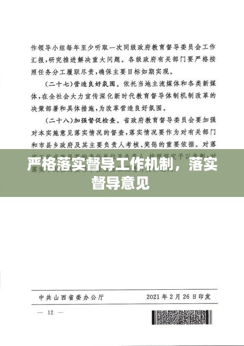 严格落实督导工作机制，落实督导意见 
